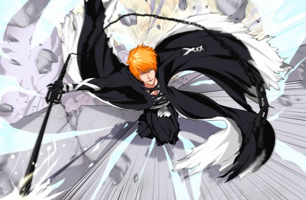 Anime, Chất tẩy trắng, Kurosaki Ichigo, Shinigami, mắt, thanh kiếm