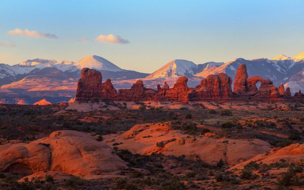 paisaje, puesta de sol, rock, naturaleza, amanecer, Desierto