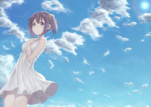 ilustração, Anime, Meninas anime, Personagens originais, céu, azul