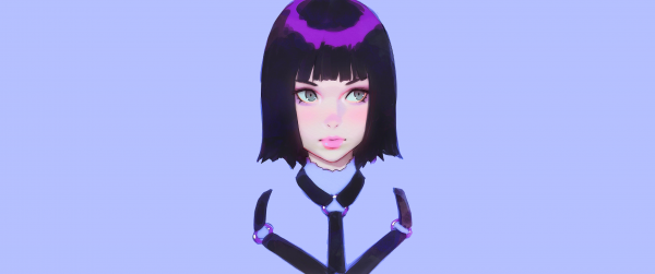 Ilya Kuvshinov,simple background,chest harness,bob hairstyle,pastel,kawaii