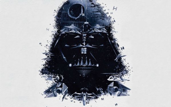 tekening, zwart, illustratie, Star Wars, digitale kunst, monochroom