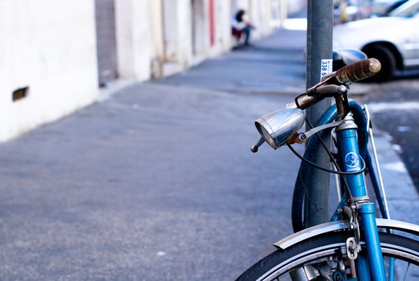 voiture, moto, blanc, rue, Italie, vélo