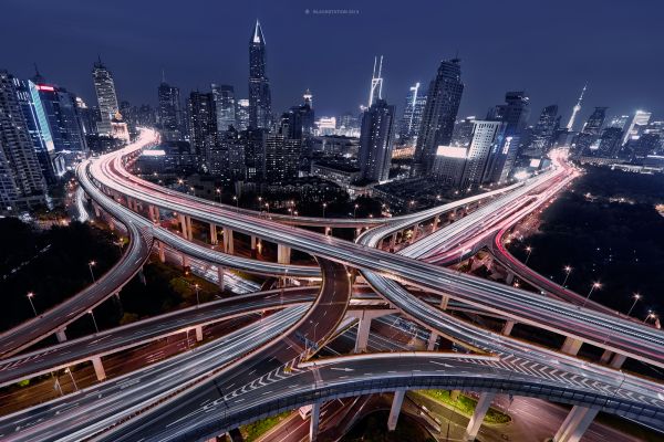 市,街,都市风景,晚,建筑,中国