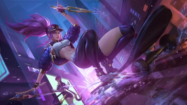 έργα τέχνης,Akali League of Legends,Λεγεώνα των Θρύλων,ανεμιστήρα τέχνη,χαρακτήρες βιντεοπαιχνιδιών,κορίτσια video game