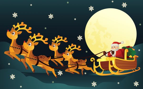 deer, illustration, snow, cartoon, New Year, reindeer