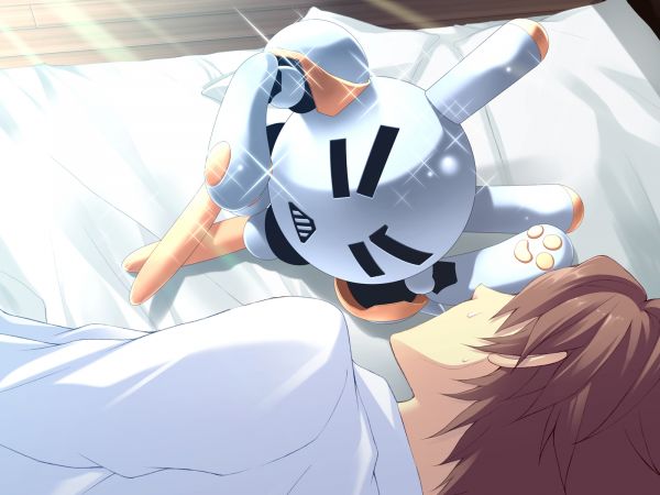 illustratie,anime,spotprent,Vliegbaar Hart,robot,bed