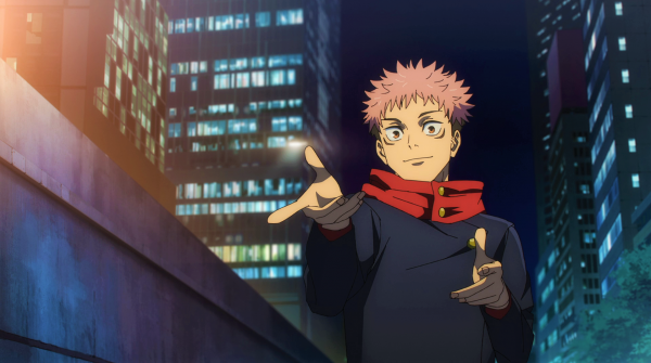 Jujutsu Kaisen, Yuji Itadori, uniforme, capelli rosa, undercut hairstyle, cappe