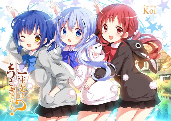 Gochuumon wa Usagi Desu ka,Anime,Filles anime,Kafuu Chino,Natsu Mégumi,Jouga Maya