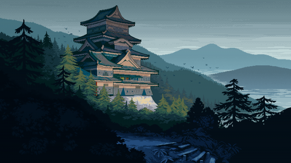 pixel art,Japan,kasteel