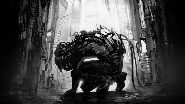 Circle of Dust,cyberpunk,monochroom,robot,Klayton,draden