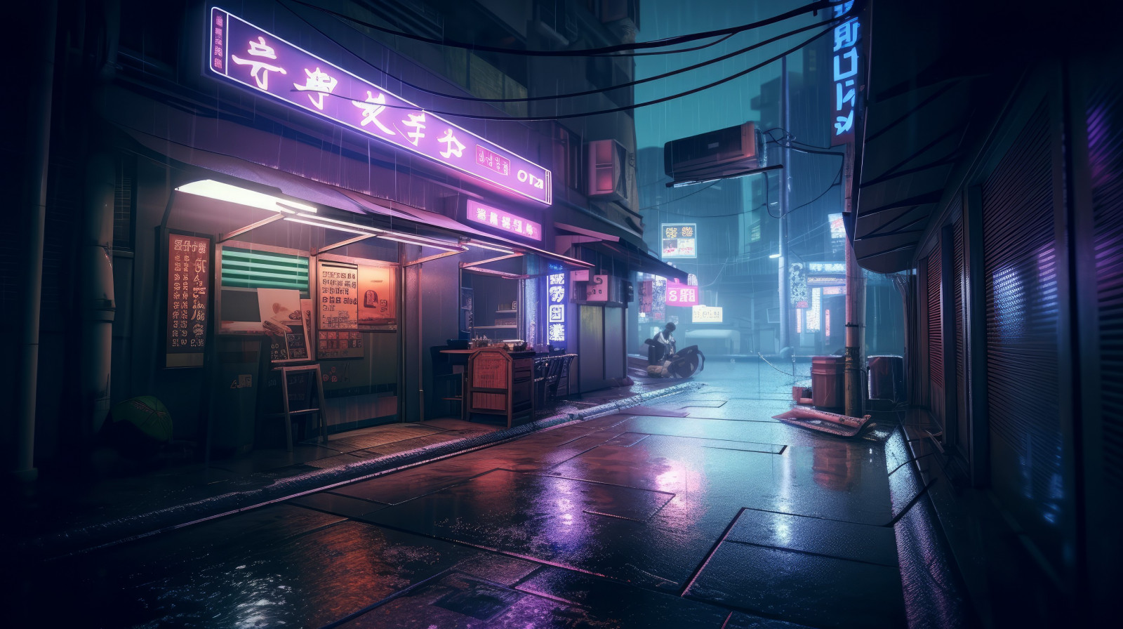 ai art, Cyberpunk, Thành phố, đường phố, Neon