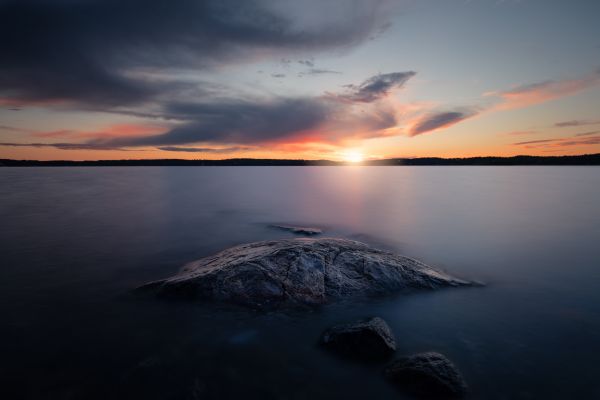 zonlicht, zonsondergang, zee, meer, water, natuur