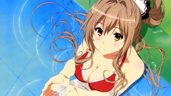 ilustración,Anime,Chicas anime,dibujos animados,Bikinis rojos,parte superior del bikini