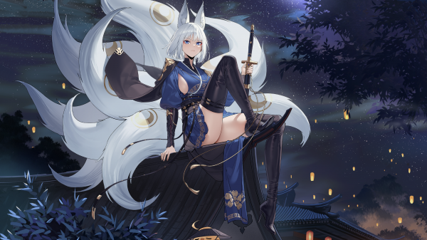 Azur Lane,Kaga Azur Lane,Videospiel Mädchen,anime games,Fox ears,Fuchs Mädchen