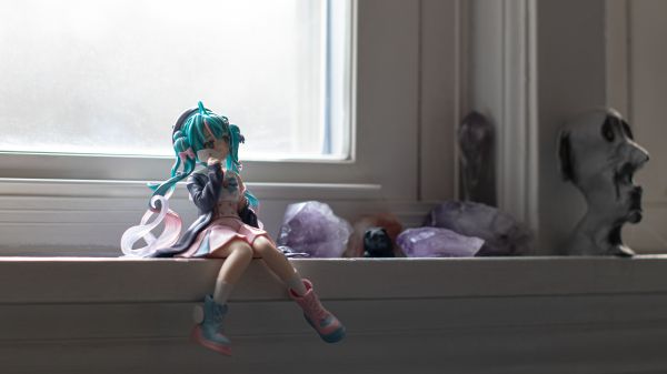 Hatsune Miku,fete anime,cifrele,ametist,ședință,păr verde