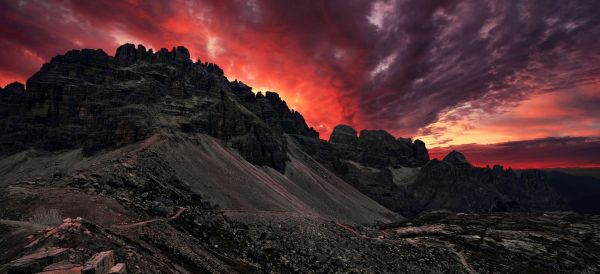 luz de sol,paisaje,montañas,puesta de sol,Italia,rock