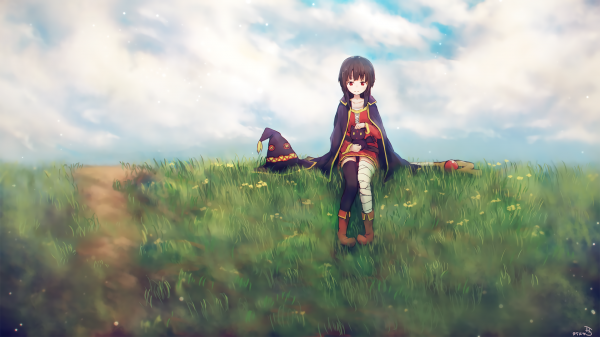 anime,fete anime,Megumin KonoSuba,Kono Subarashii Sekai ni Shukufuku aviz,cer,nori