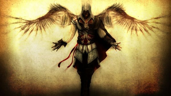 video games, Assassin's Creed II, Ezio Auditore da Firenze, illustration, wings, Assassin's Creed