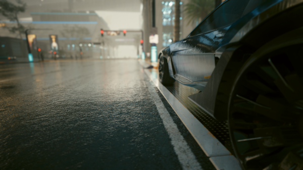 night,street,cyberpunk,rain,car,red light