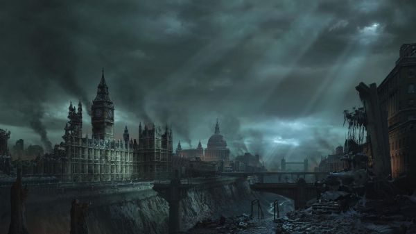 London,digital art,video games,cityscape,night,apocalyptic