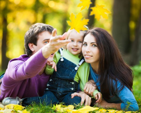 familia,Madre,hija,otoño,parque,padre