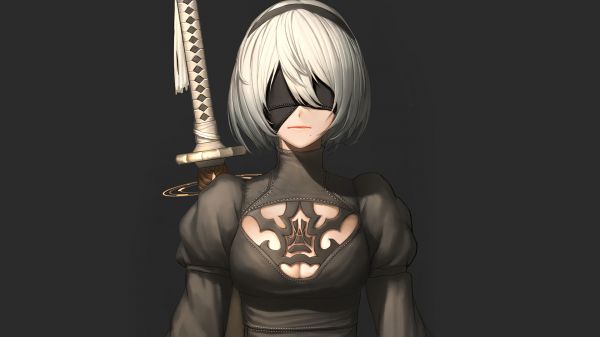 videójátékok,nők,Nier Automata,2B,hasadás,maszk