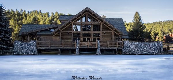 lake,mountains,cabin,frozen lake,landscape,Colorado