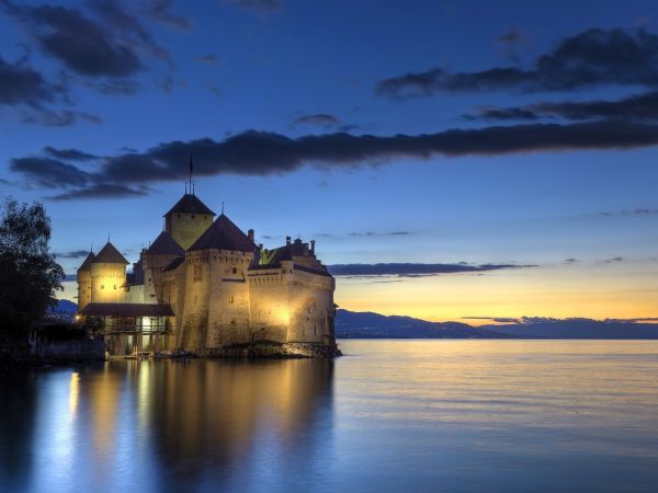 castelo,Castelo de Chillon,lago,panorama,1600x1200 px,construção