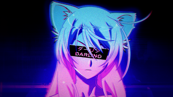 Monogatari Σειρά,κορίτσια anime,vaporwave,Hanekawa Tsubasa,χρωματική εκτροπή,Ιαπωνικά