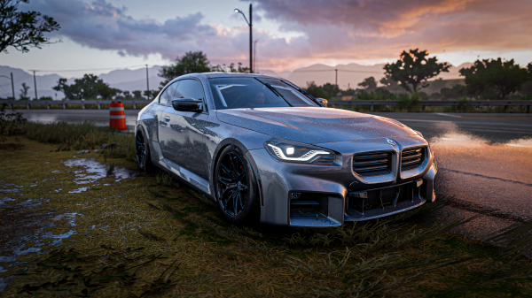 BMW,BMW M2,drift,sunset,CGI,reflection