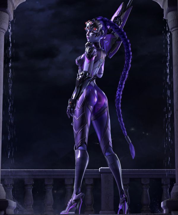 Widowmaker Overwatch,Cavan,CGI,πλεξούδες,μπαλκόνι,γείσα