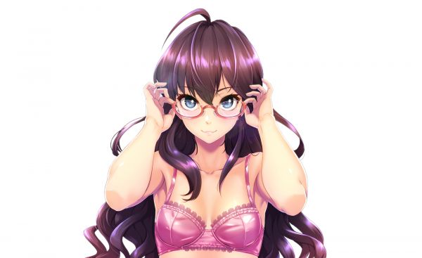 anime girls,cleavage,Ichinose Shiki,THE email protected Cinderella Girls,glasses,blue eyes