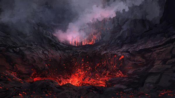 lava, nature, fire, fissure vent, types of volcanic eruptions, flame