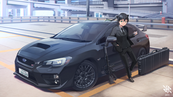 auto,voertuig,artwork,Subaru,animemeisjes,anime