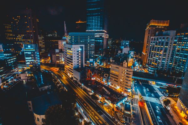 Ginza,Τσούο,Ιαπωνία,ουρανοξύστες,Νύχτα