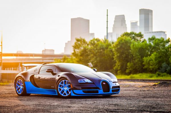 voiture,véhicule,bleu,voiture de sport,Bugatti,vue de côté