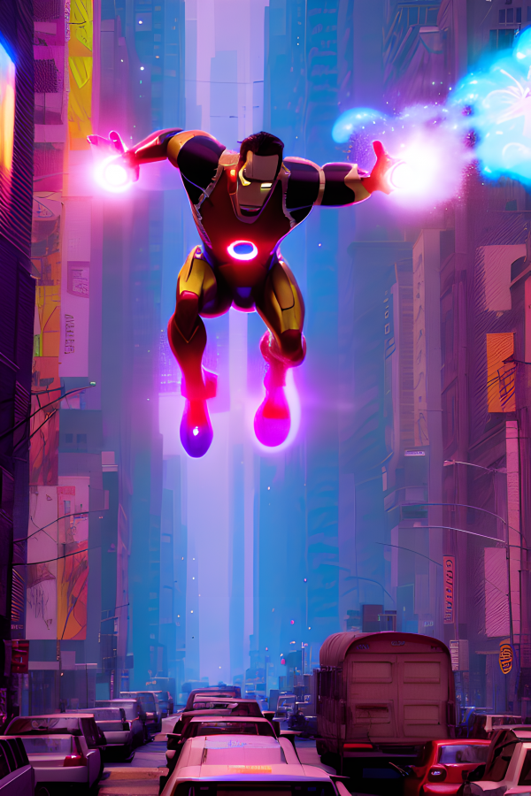 Spiderverse,into the spiderverse,digital konst,Stable Diffusion,ai art,Iron Man