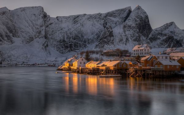 landskap,bergen,solnedgång,hav,natt,sjö