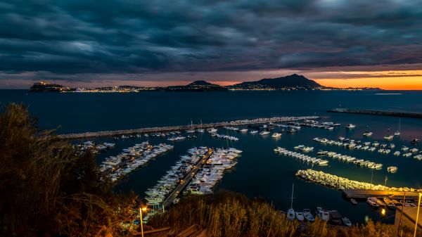 paesaggio,mare,città,paesaggio urbano,luci,tramonto