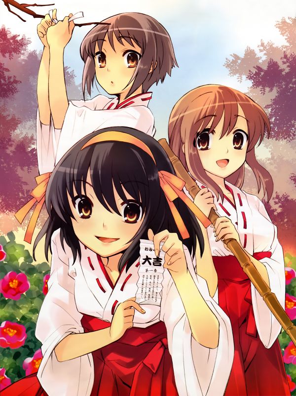 Den Melancholy of Haruhi Suzumiya,anime jenter,Suzumiya Haruhi,Asahina Mikuru,Nagato Yuki