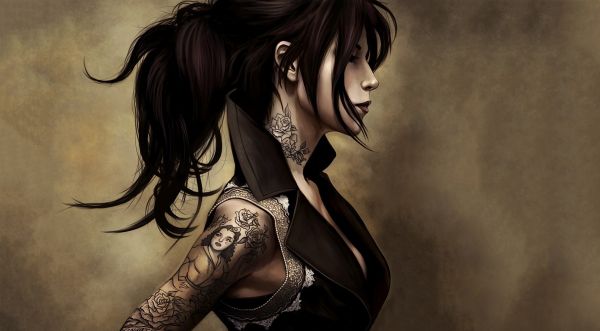 women, fantasy art, anime, artwork, tattoo, model