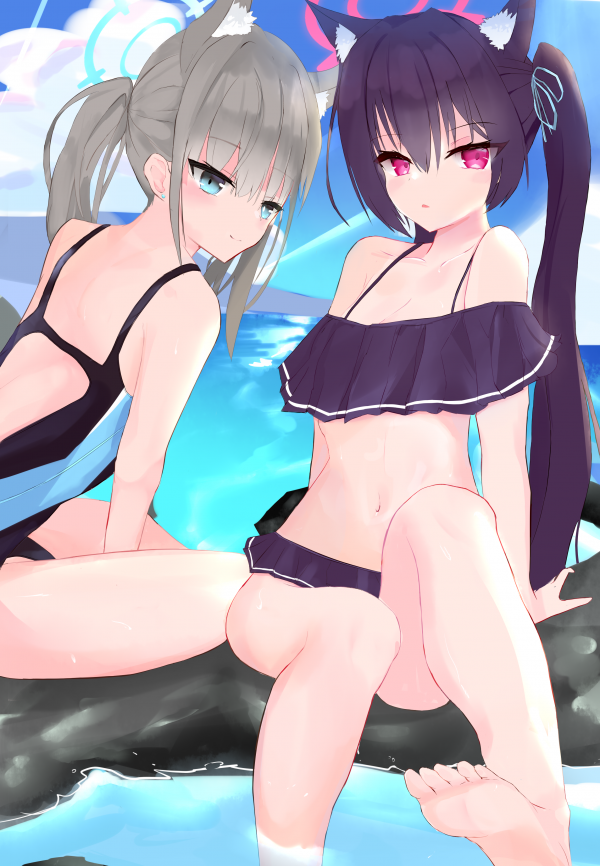 animemeisjes, blue archive, Shiroko Blue Archive, anime, Kuromi Serika Blue Archive, lang haar