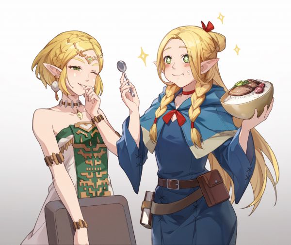 La leyenda de Zelda,Delicious in Dungeon,Elfos,comiendo,Marcille Donato,Crossover