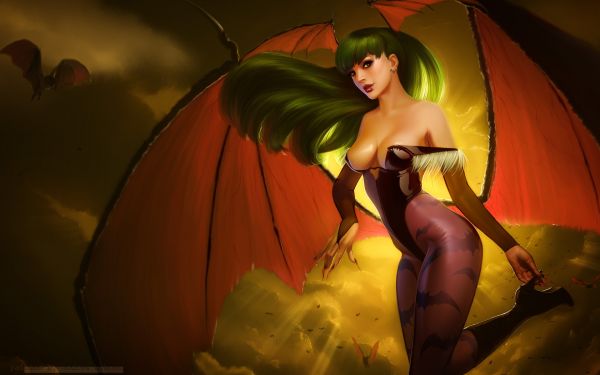 anime,la pittura,illustrazione,mitologia,Darkstalkers,Morrigan