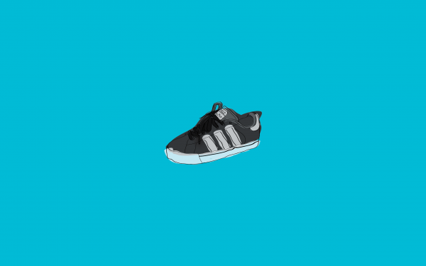 anime, Adidas, schoenen, minimalisme, eenvoudig, blauwe achtergrond