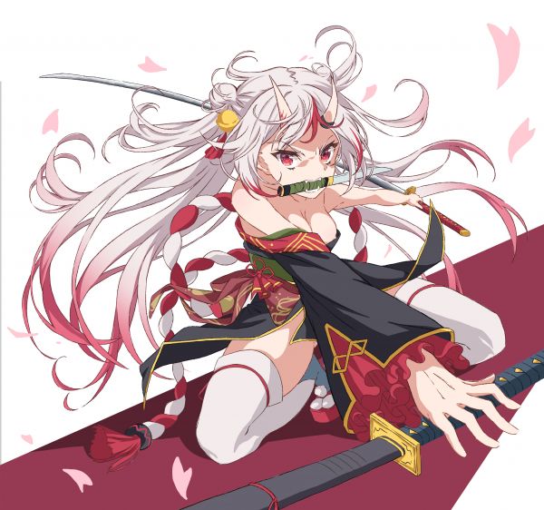 Oni,Katana,Virtual Youtuber,Hololive,Nakiri Ayame,Nền đơn giản