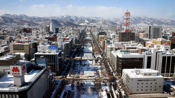 Japan,city,cityscape,snow,winter,skyline