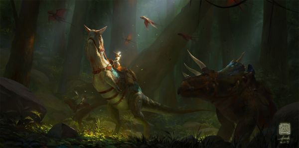 fantasy art, Ark Survival Evolved, jungel, mytologi, skjermbilde, mørke