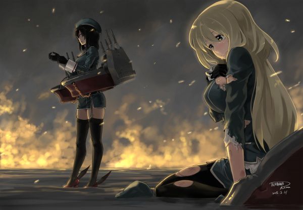 anime,anime dívky,blondýnka,2000x1391 px,Atago KanColle,highs