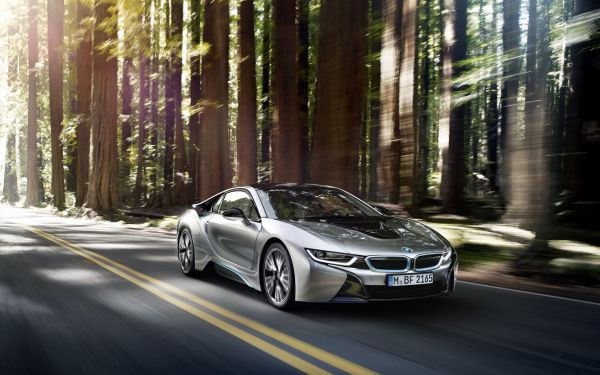 auto, BMW, ajoneuvo, BMW i8, Puut, tie